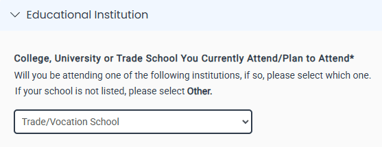 Choose "Trade/Vocation School"